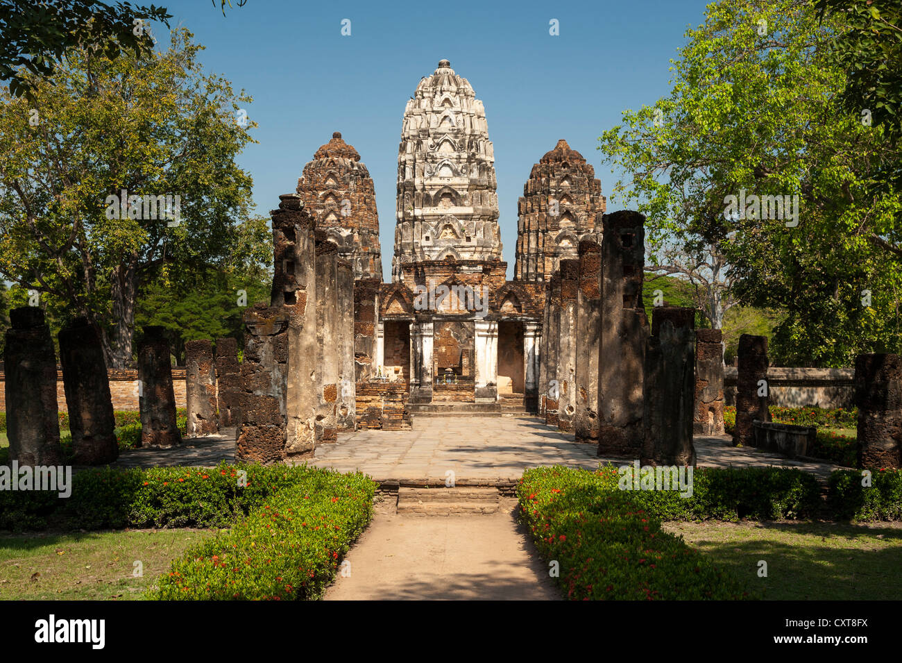 Wat Sri Sawai temple, Parc historique de Sukhothaï, Site du patrimoine mondial de l'UNESCO, dans le Nord de la Thaïlande, la Thaïlande, l'Asie Banque D'Images