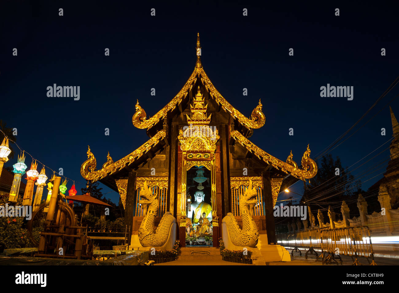 Bois de teck Temple, Chiang Mai, Thaïlande du Nord, Thaïlande, Asie Banque D'Images
