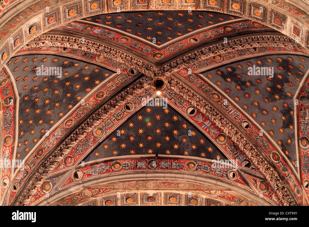 Des voûtes de fresques, la Cathédrale de Sienne, Cathédrale de Santa Maria Assunta, Sienne, Toscane, Italie, Europe Banque D'Images