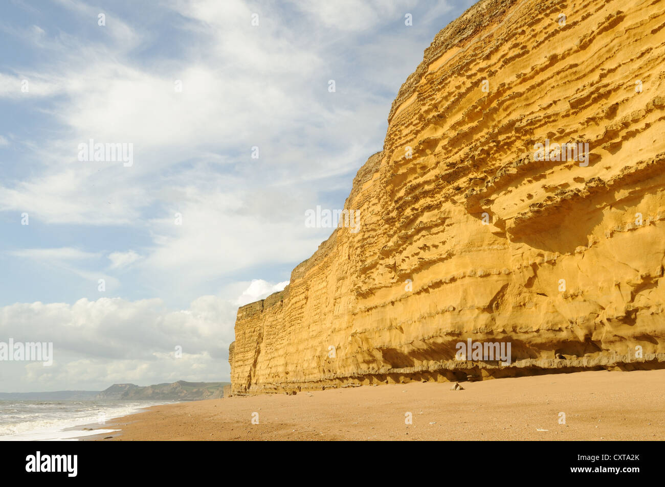 Falaises de grès de plage Burton Burton Bradstock côte jurassique Dorset Angleterre Banque D'Images