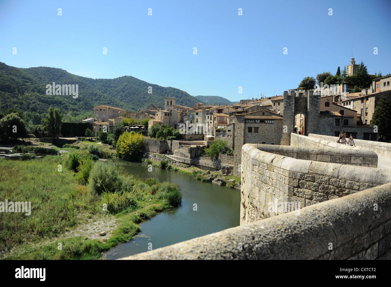 Besalu, Garrotxa, Gérone, Catalogne, Espagne - Pont Fortificat Banque D'Images