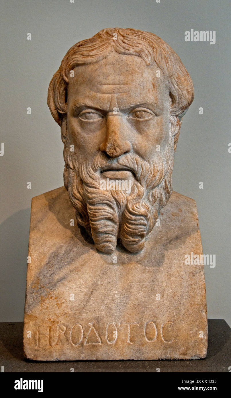 Herodotos .484-424 B.C) Halikarnassos copie grecque statue en bronze grec 4 siècle av 2e siècle A.D marbre romain 47,6 cm Banque D'Images