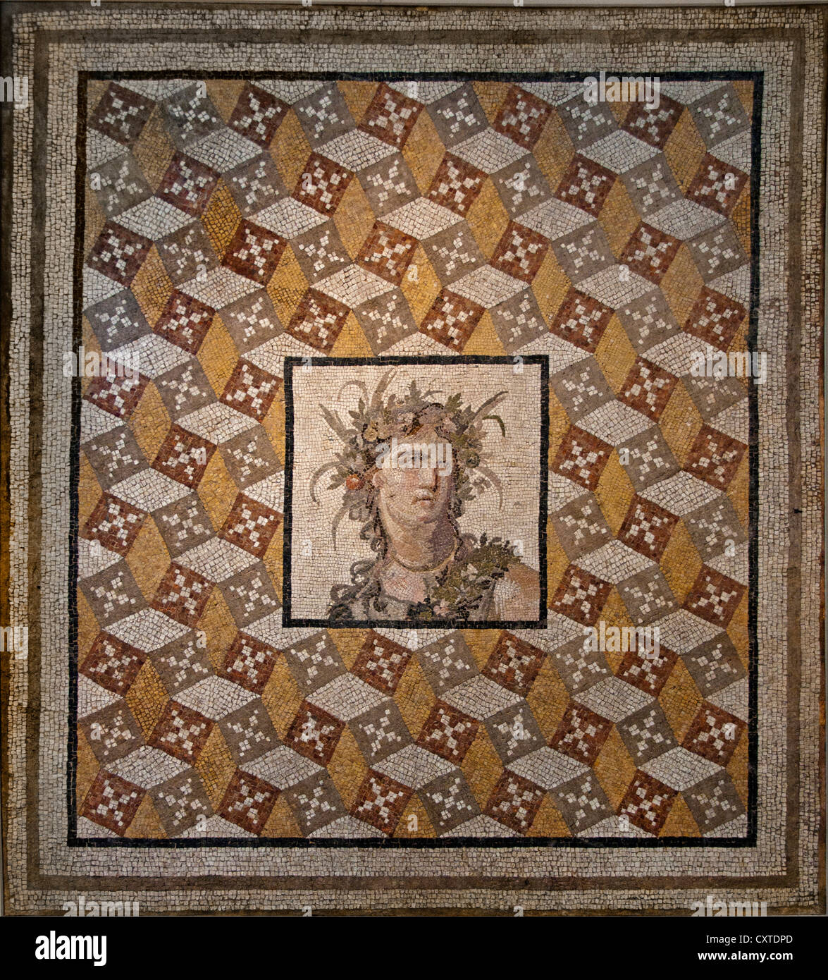 Sol de mosaïque Villa Daphne à Antioche Antakya près de la Turquie 2ème siècle A.D. Roman de pierres naturelles, verre 226 X 251 cm Banque D'Images