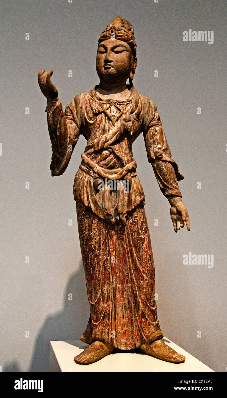 Bodhisattva accompagnateur dynastie des Song du Nord 10ème 11ème Chine Culture chinoise 115 cm Banque D'Images