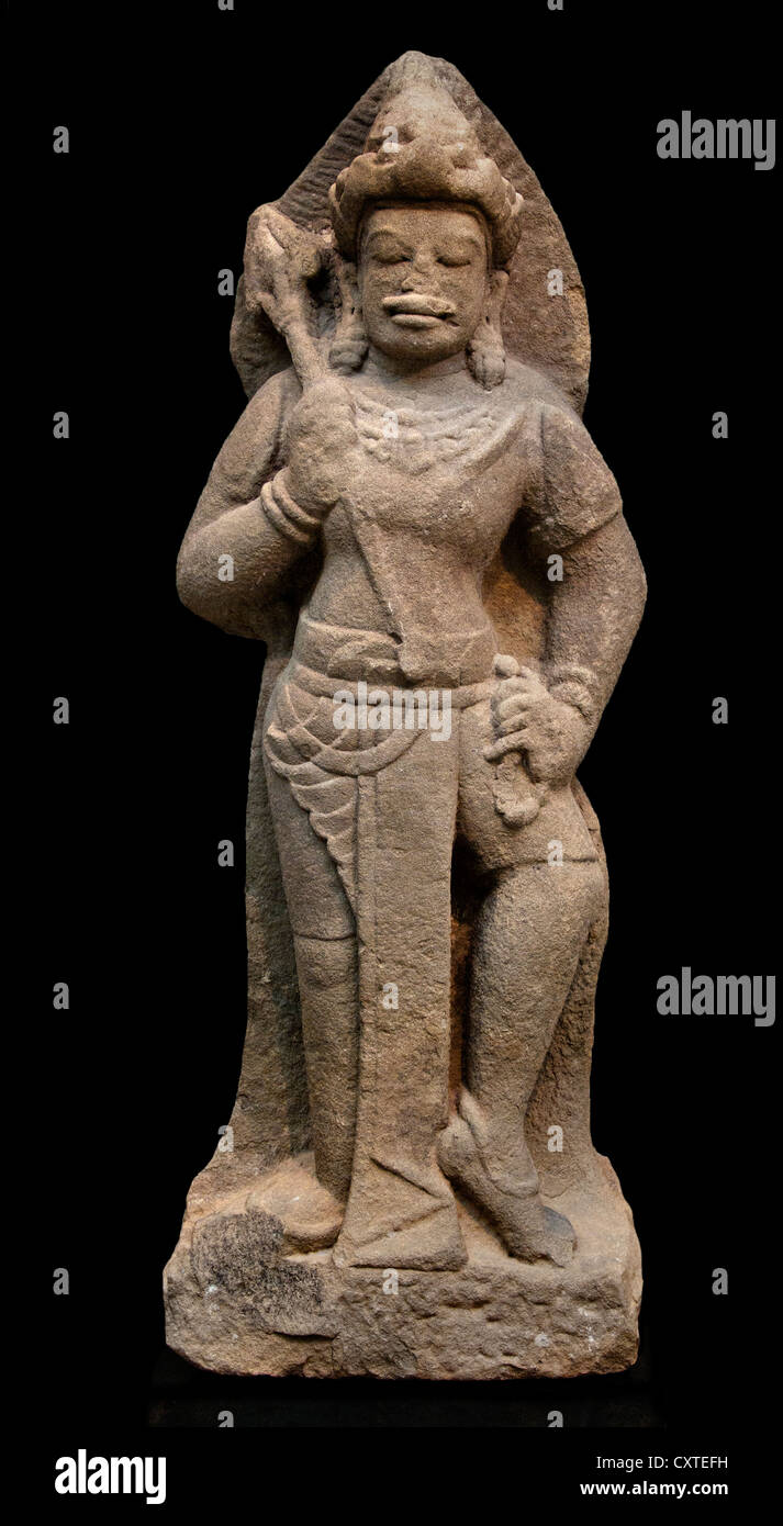 Shiva ou Temple Guardian Dvarapala Champa Vietnam de style Cham Kuong mon fils ou mi 10ème siècle vietnamiens en pierre Banque D'Images