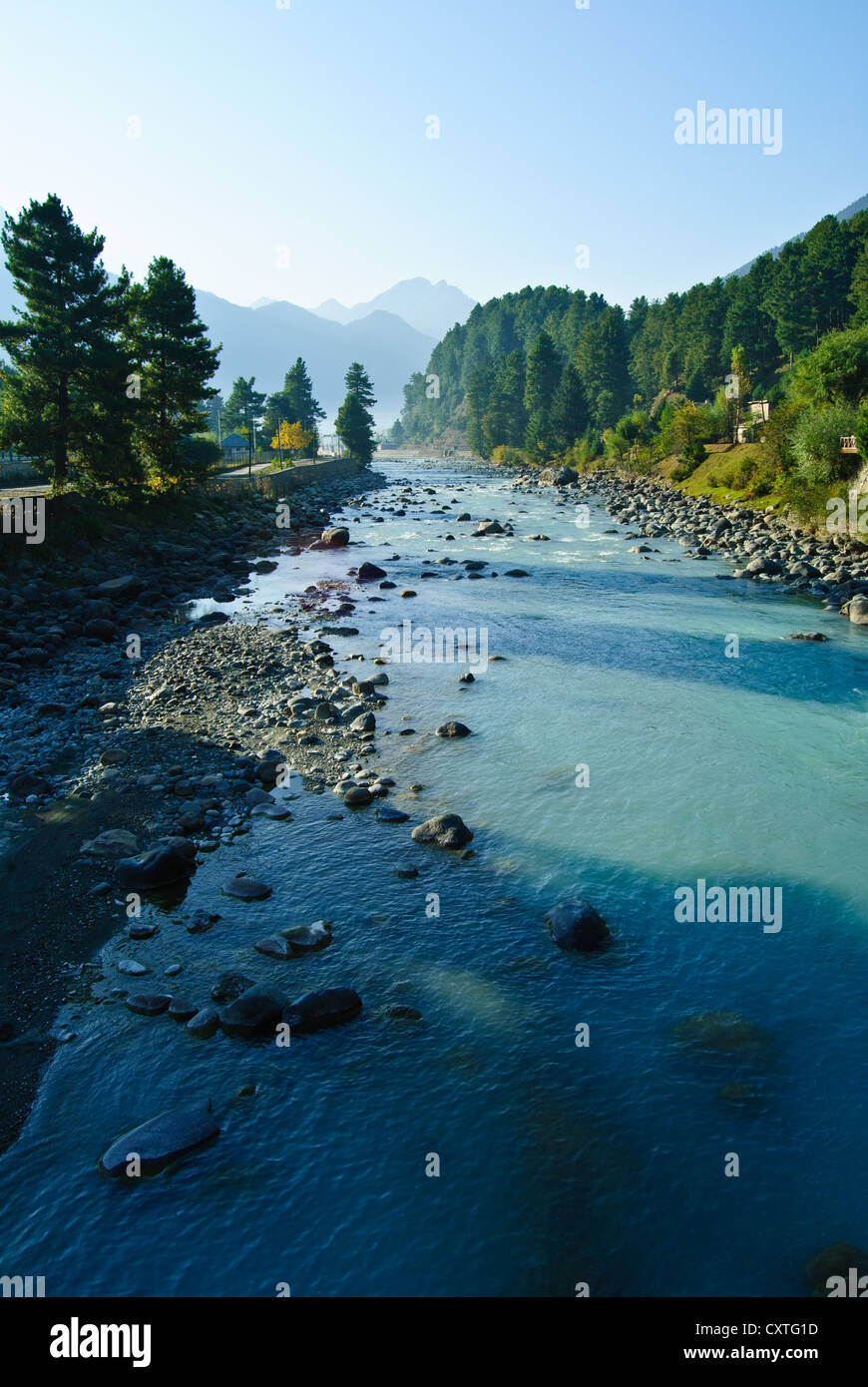 Belle Rivière Lidder à Pahalgam Banque D'Images