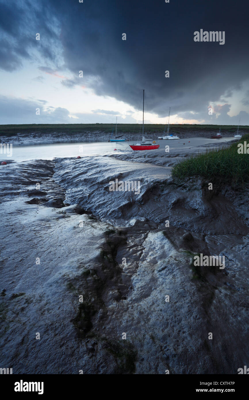 Rives boueuses du fleuve estuaire hache à marée basse. Le Somerset. L'Angleterre. UK. Banque D'Images