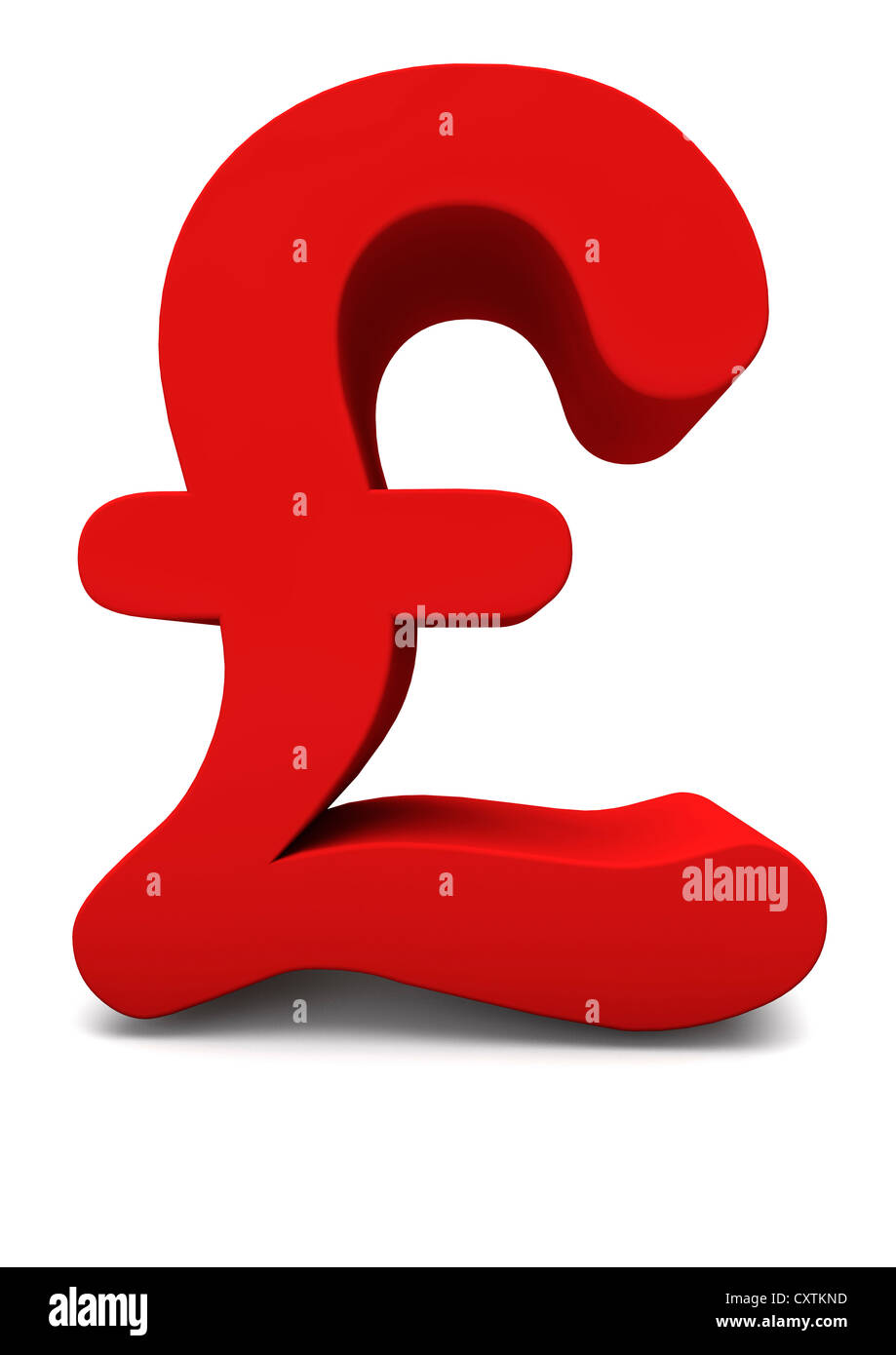 3D render of a red pound sign on white background Banque D'Images