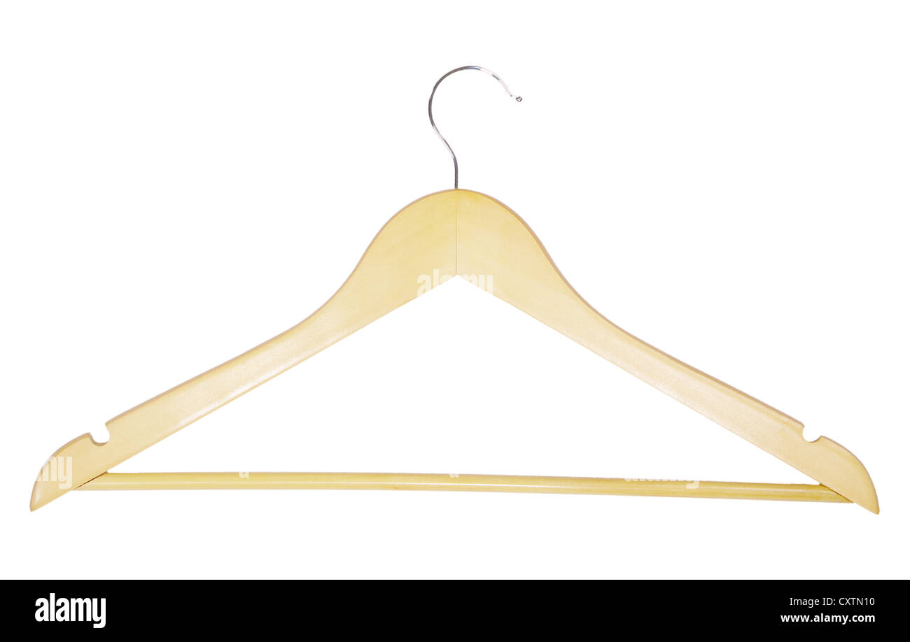 Vêtements-cintre pour pantalon isolé sur blanc. Banque D'Images