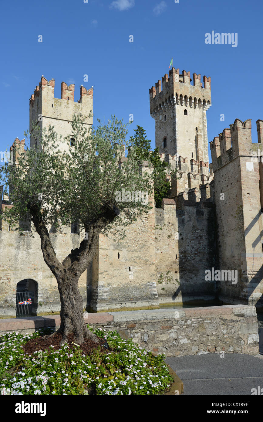 13ème siècle Château Scaliger, Sirmione, Lac de Garde, Province de Brescia, Lombardie, Italie Banque D'Images