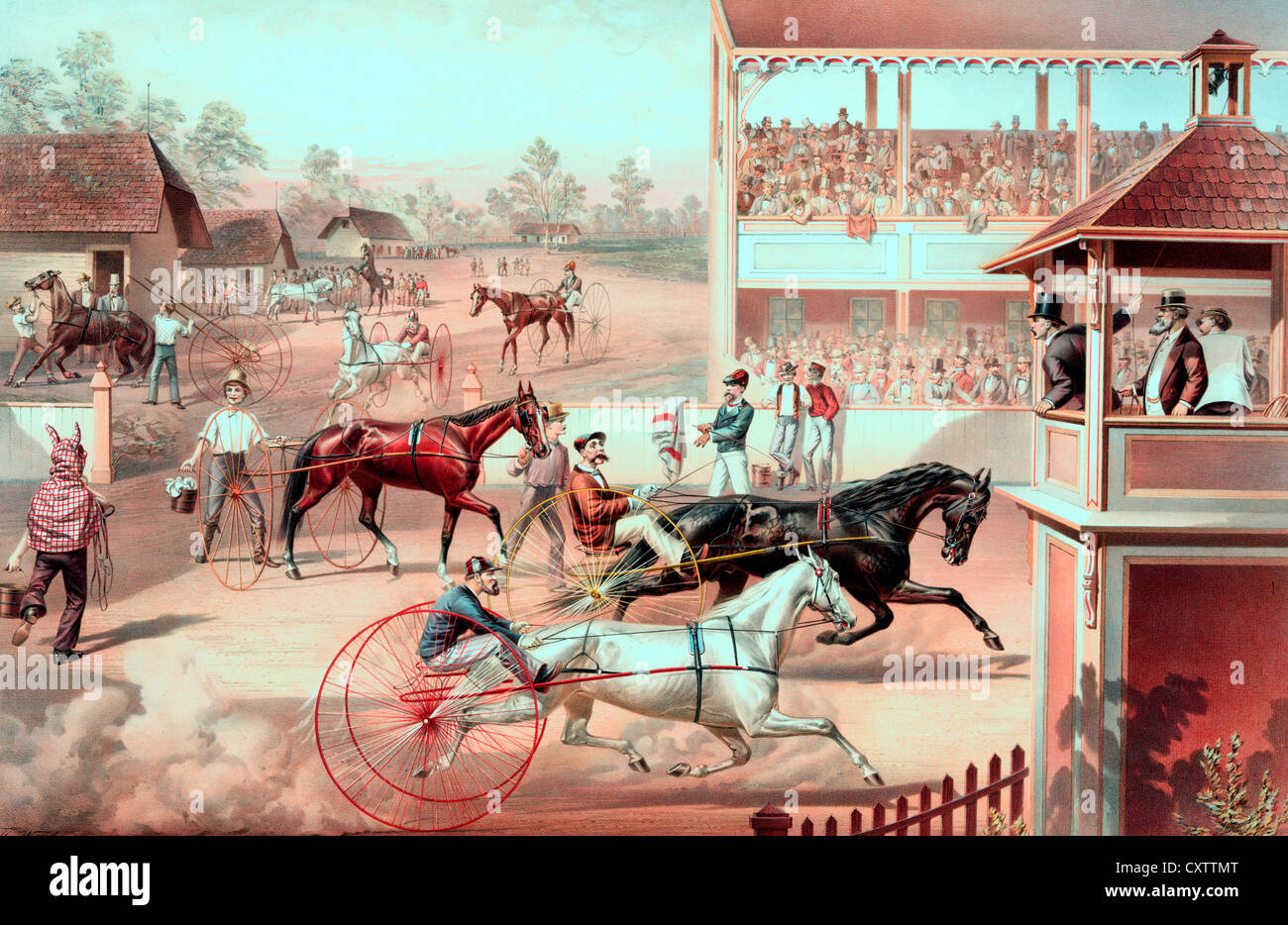 Prêt pour le trot : 'élever votre cheval !" la course de chevaux 1877 Banque D'Images
