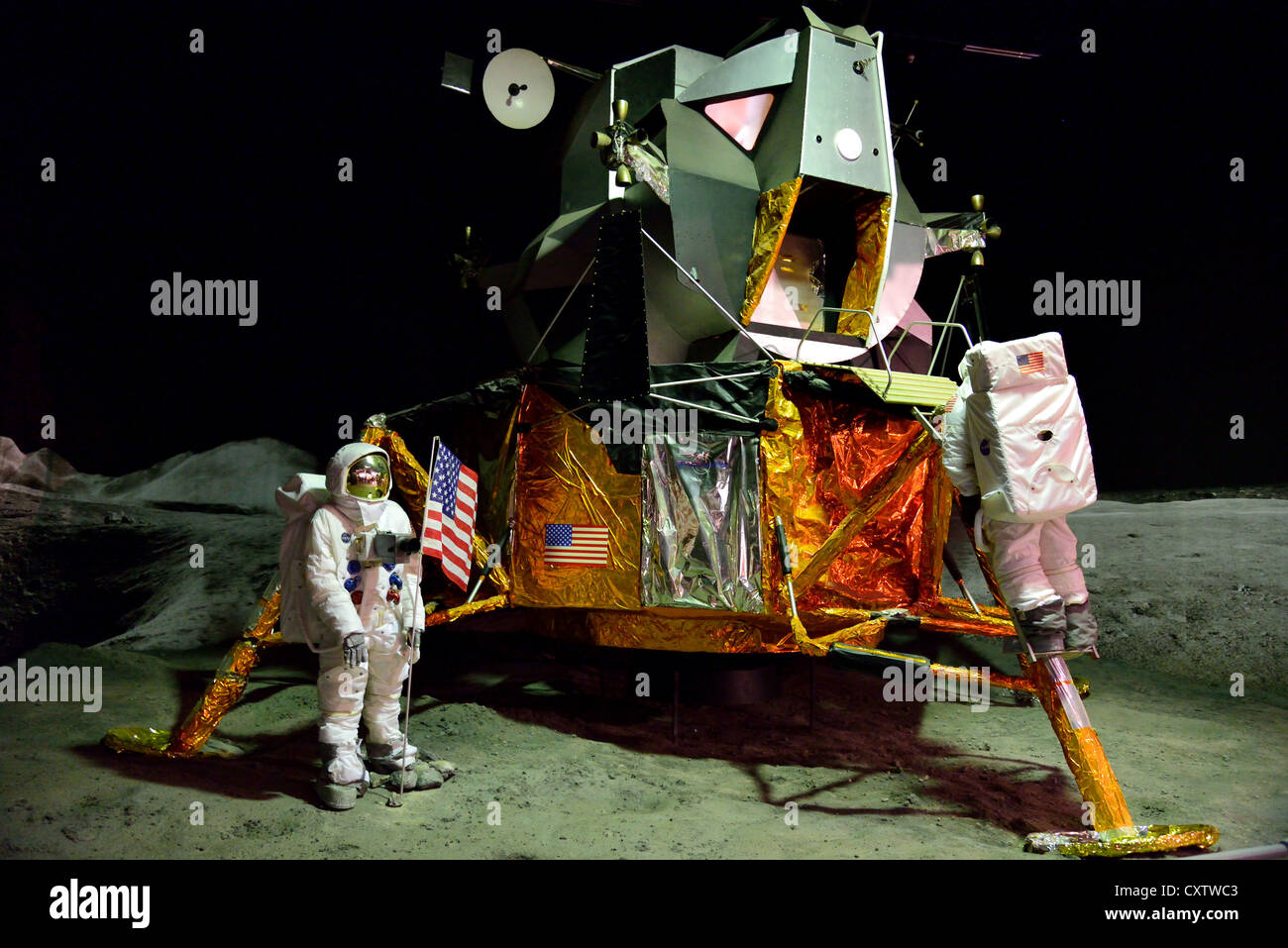 Affichage de United States Apollo lunar module d'atterrissage. Space Expo, Noordwijk, Pays-Bas. Banque D'Images