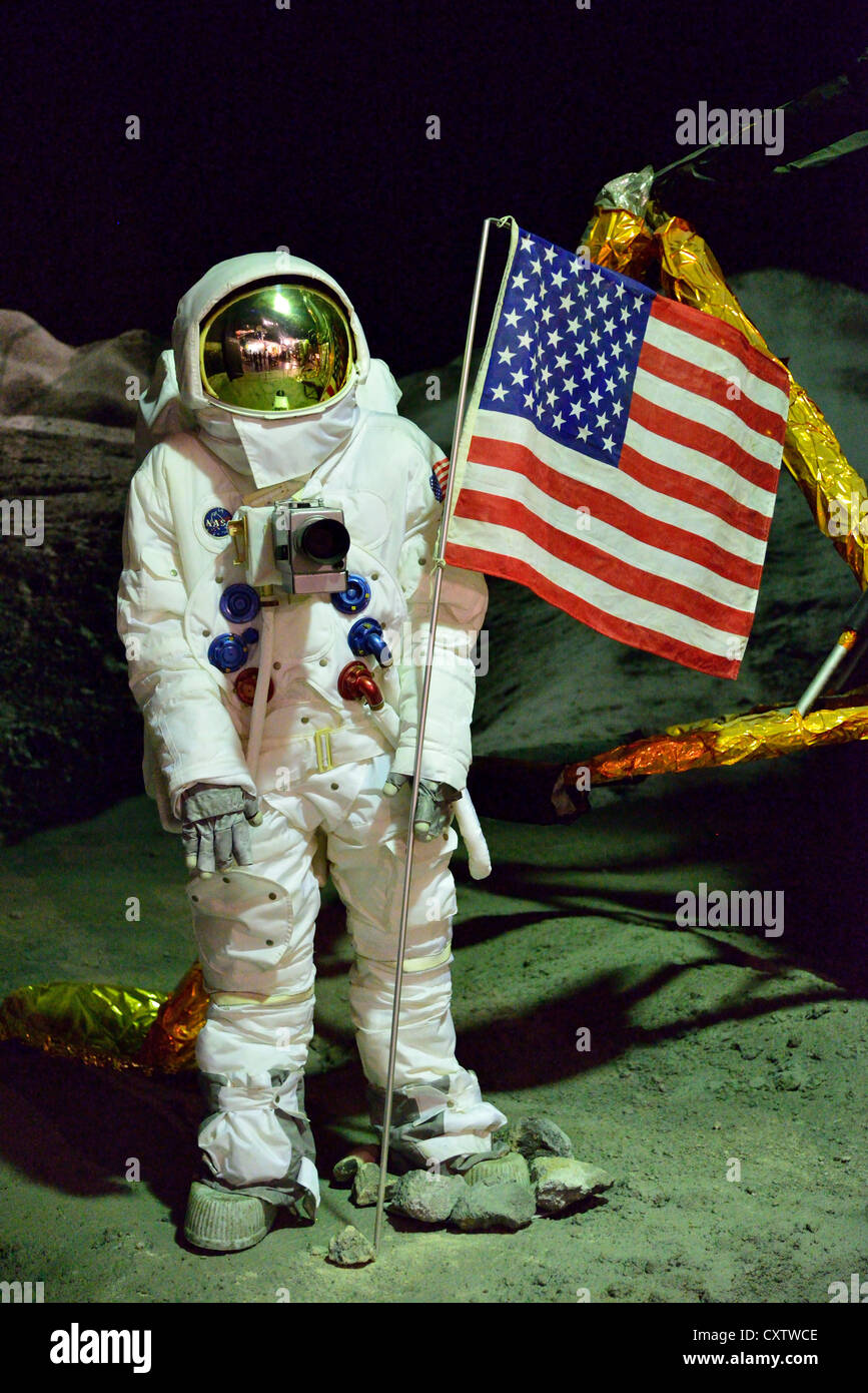 Affichage de United States Apollo lunar module d'atterrissage. Space Expo, Noordwijk, Pays-Bas. Banque D'Images