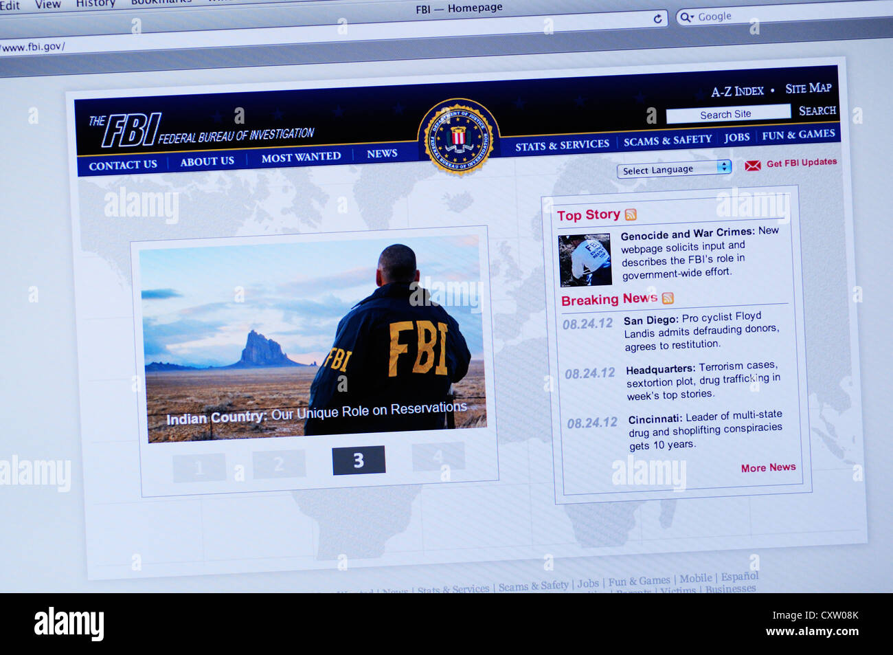 Site web du FBI - Federal Bureau of Investigation Banque D'Images