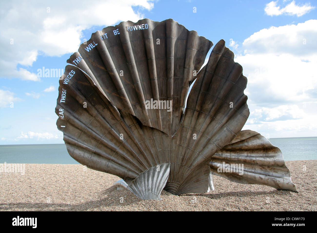 Benjamin Britten memorial sculpture pétoncles England UK Suffolk Aldeburgh Banque D'Images
