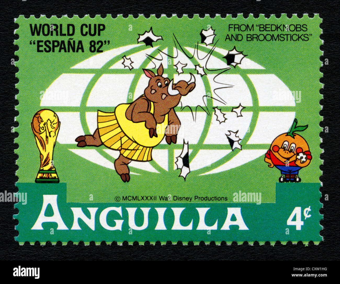 Anguilla - Timbres-poste de personnages de dessins animés Disney - Coupe du Monde Espana 82 Banque D'Images