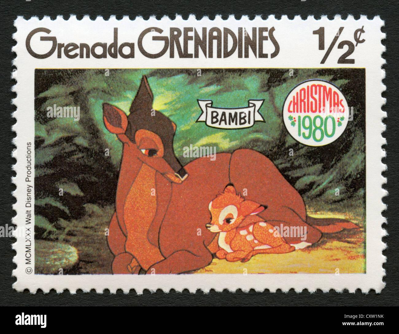La Grenade - Timbres-poste de personnages de dessins animés Disney - Bambi Banque D'Images