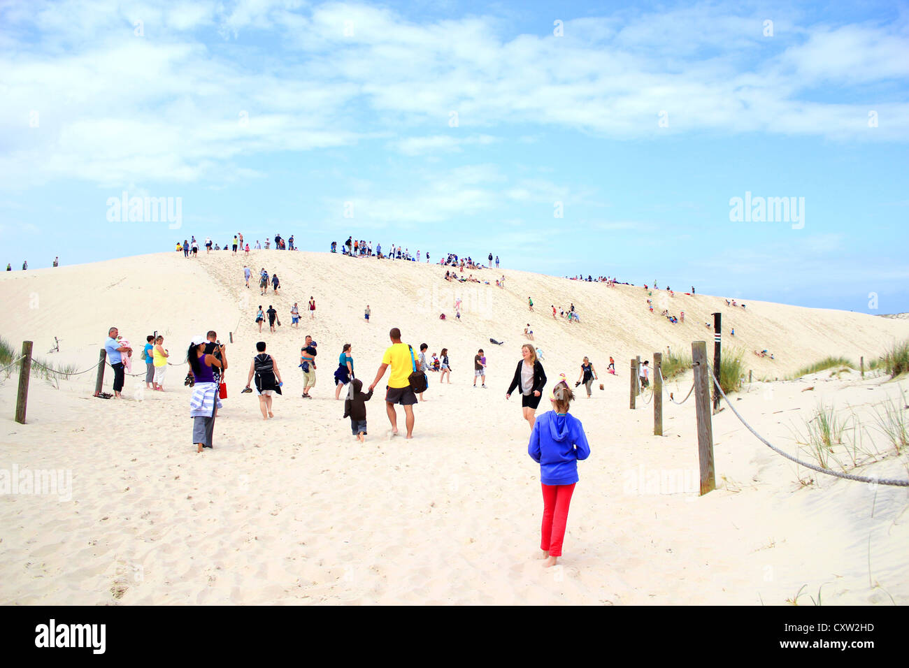 Tourisme dans le Parc National Slowinski, dune Lacka, Pologne Banque D'Images