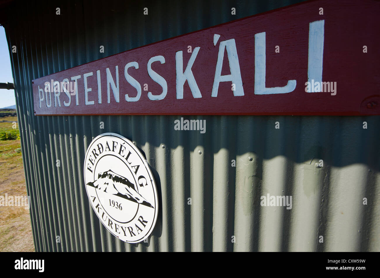 L'Askja Trail Þorsteinsskáli hut, Islande Banque D'Images