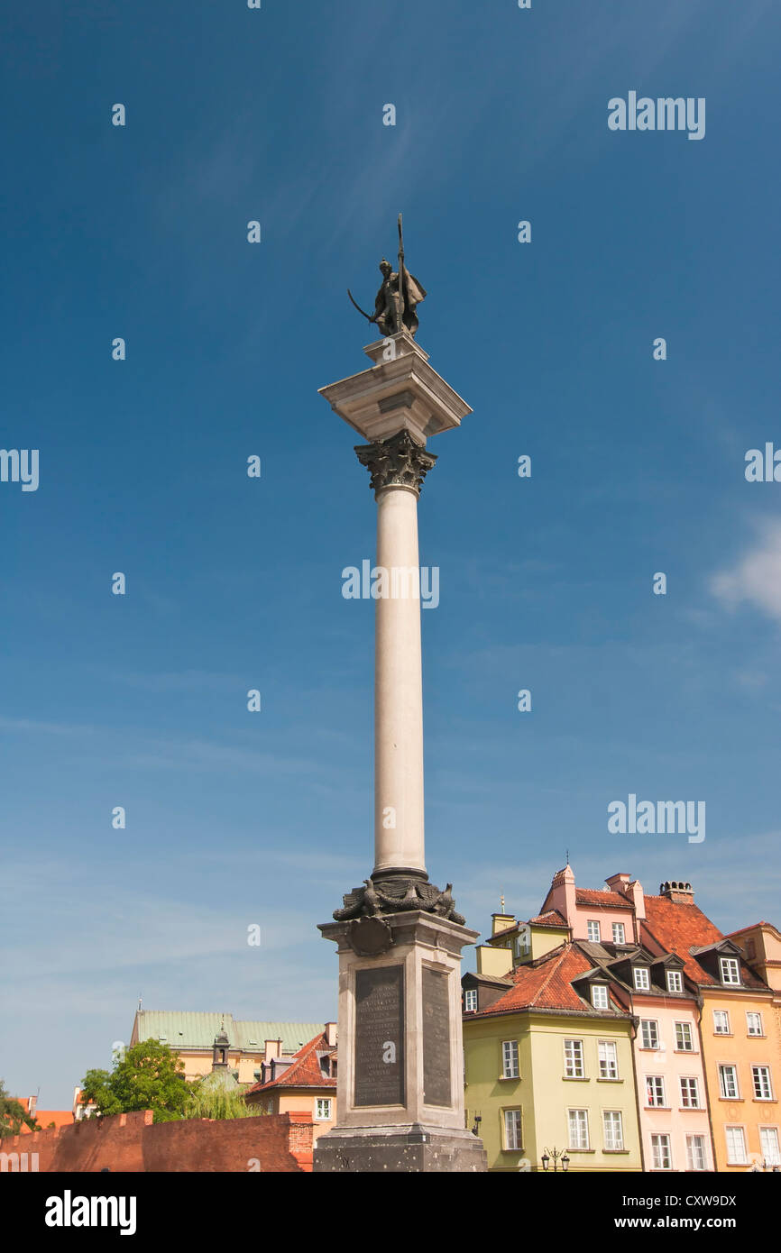 Dans la colonne de Sigismond, Place du Château, la vieille ville de Varsovie - Pologne Banque D'Images