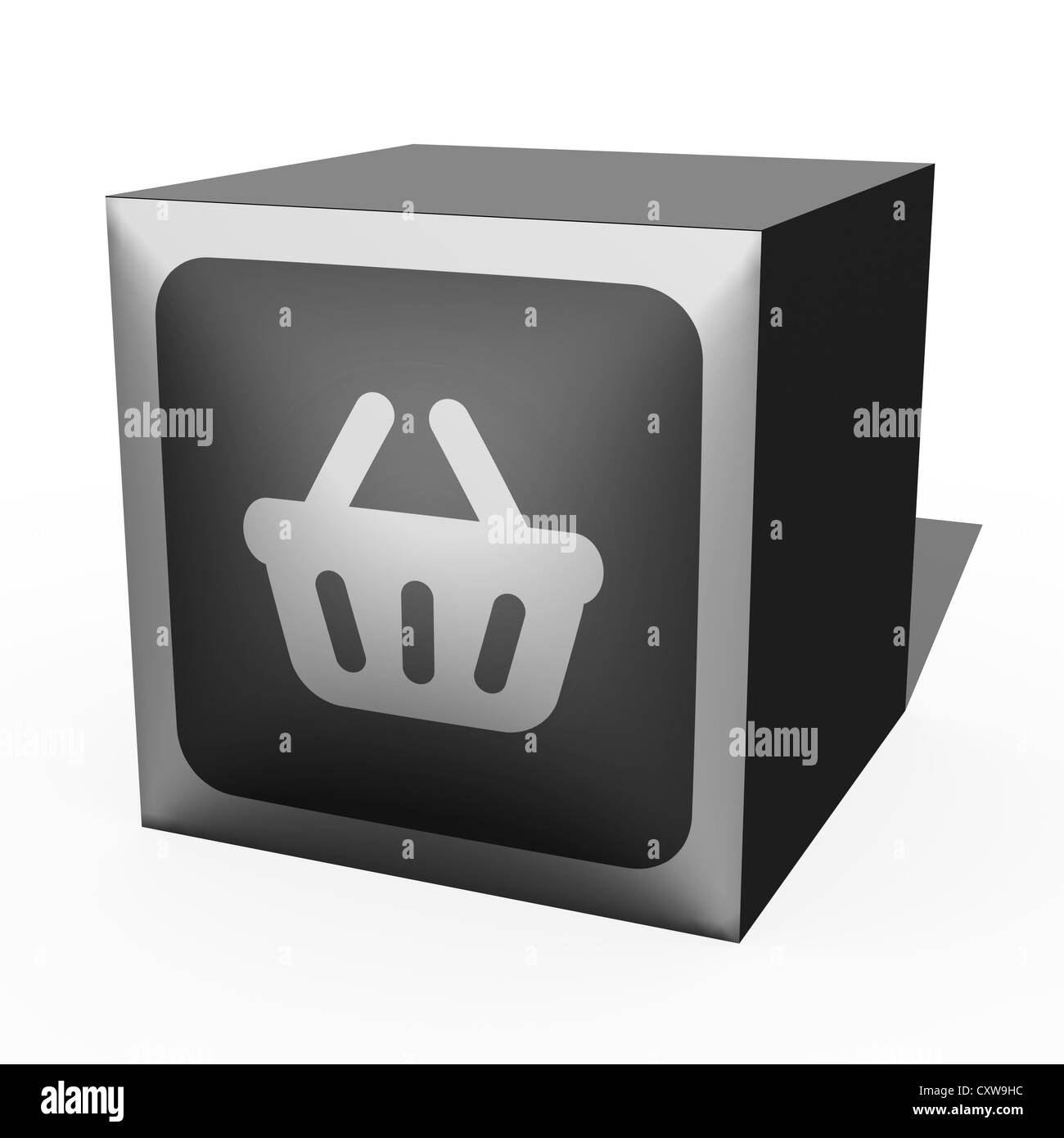 Un bouton ecommerce isolé sur fond blanc Banque D'Images