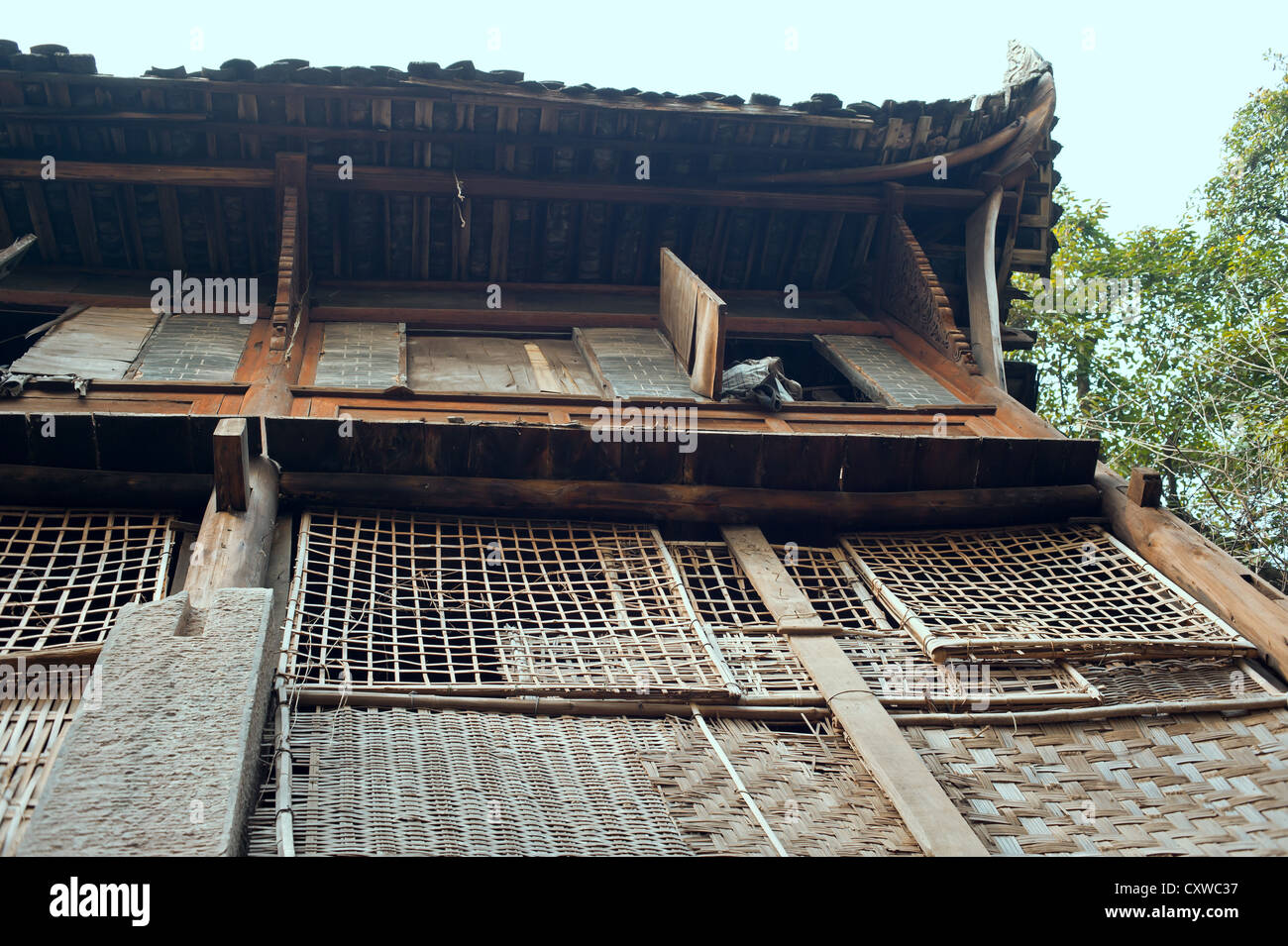Maisons sur pilotis en bois chinois Banque D'Images