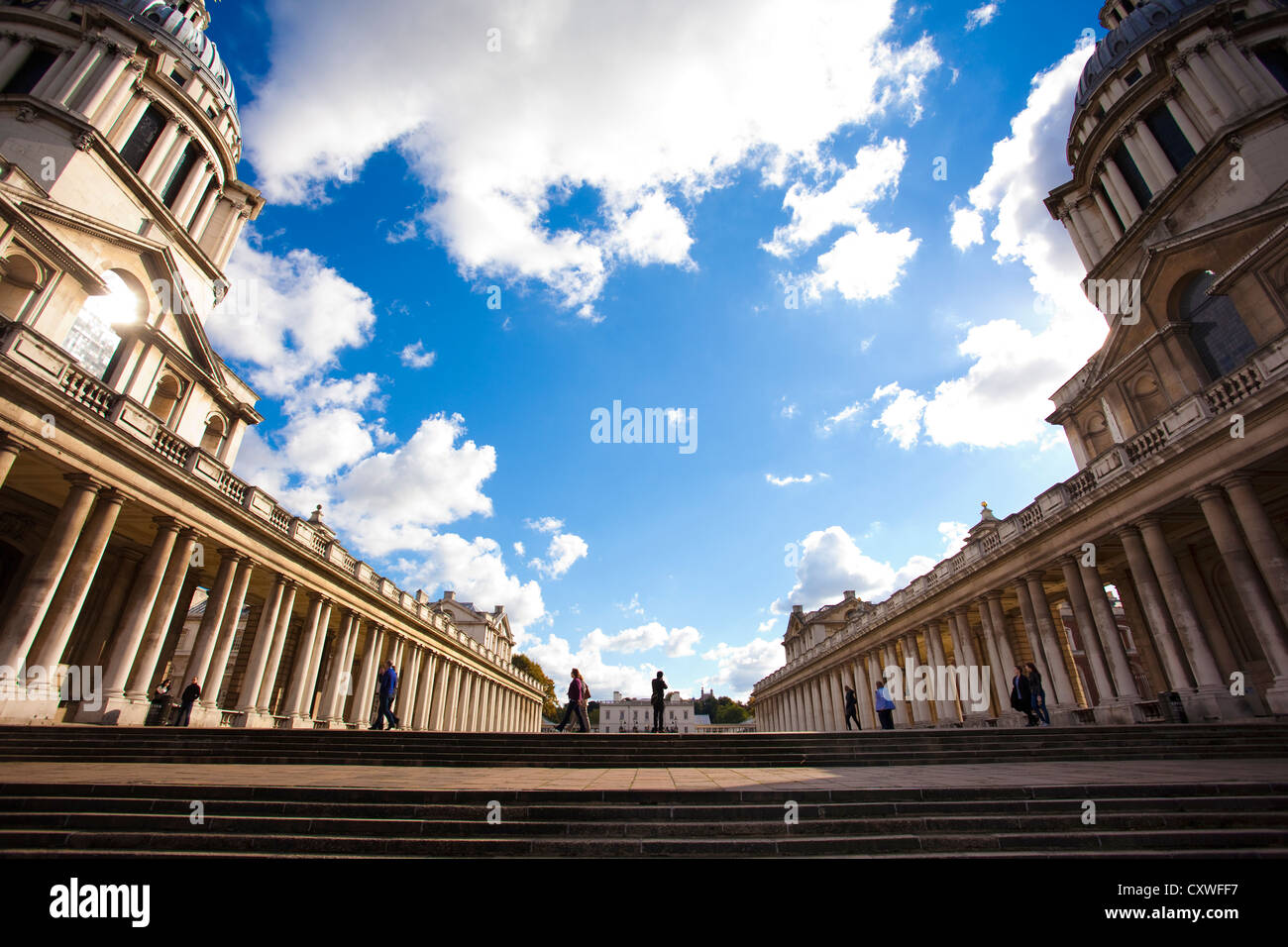 La Cour de la Reine Mary et King William Cour à Old Royal Naval College de Greenwich, Londres, Angleterre, Royaume-Uni Banque D'Images