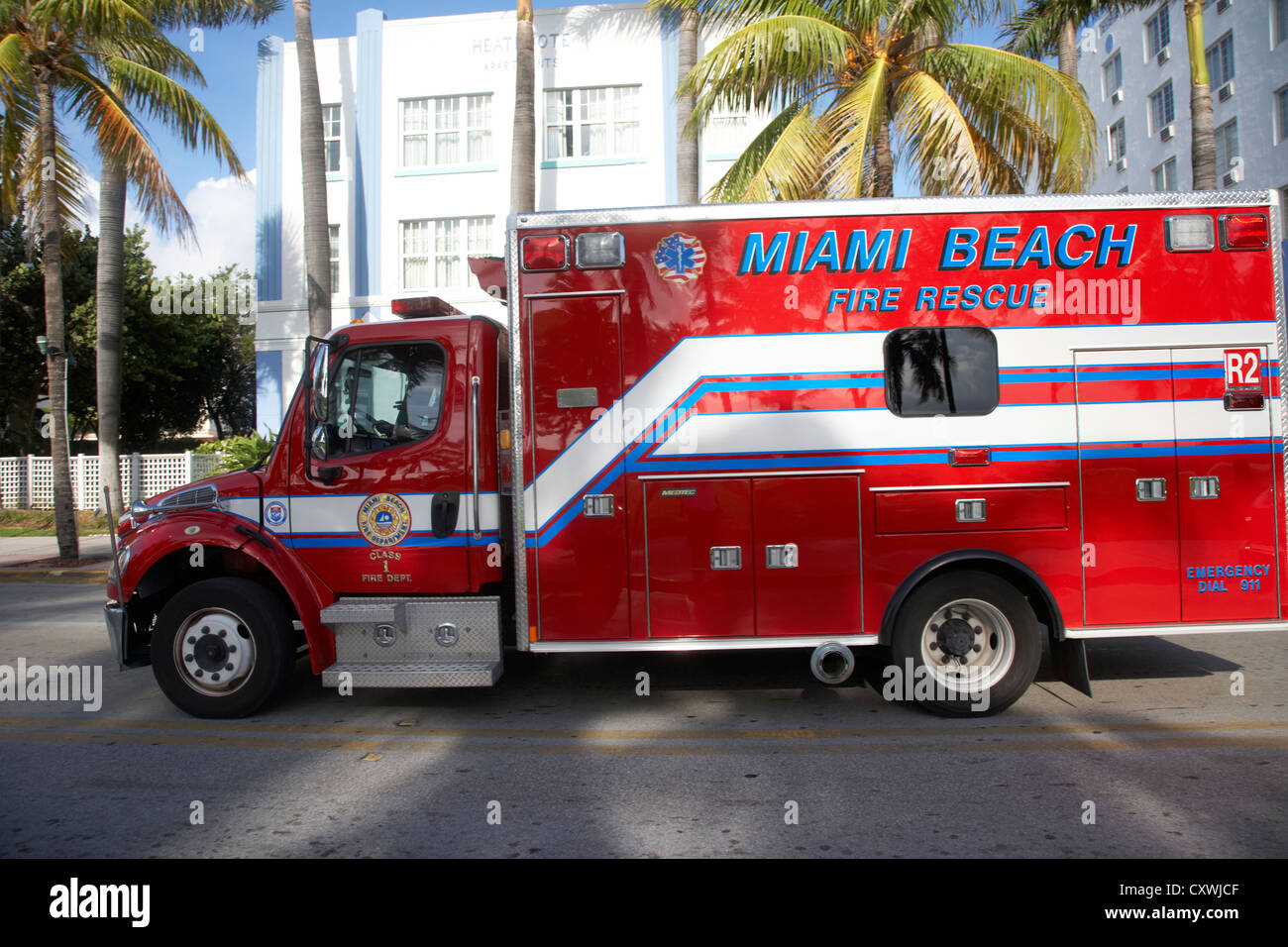 Véhicule d'incendie et de sauvetage de Miami Beach South Beach floride usa Banque D'Images