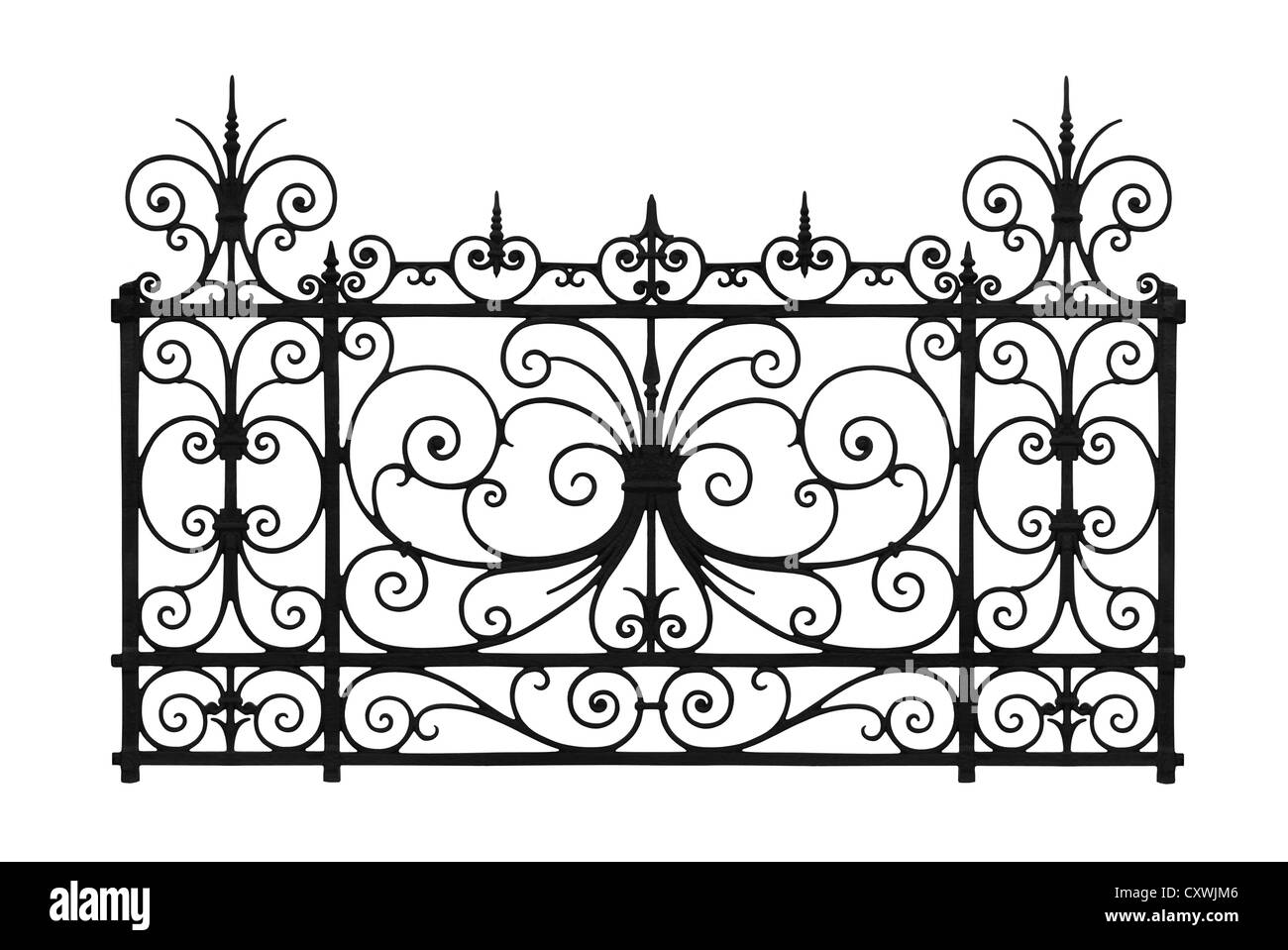 Treillis décoratif forgé isolé sur fond blanc Banque D'Images