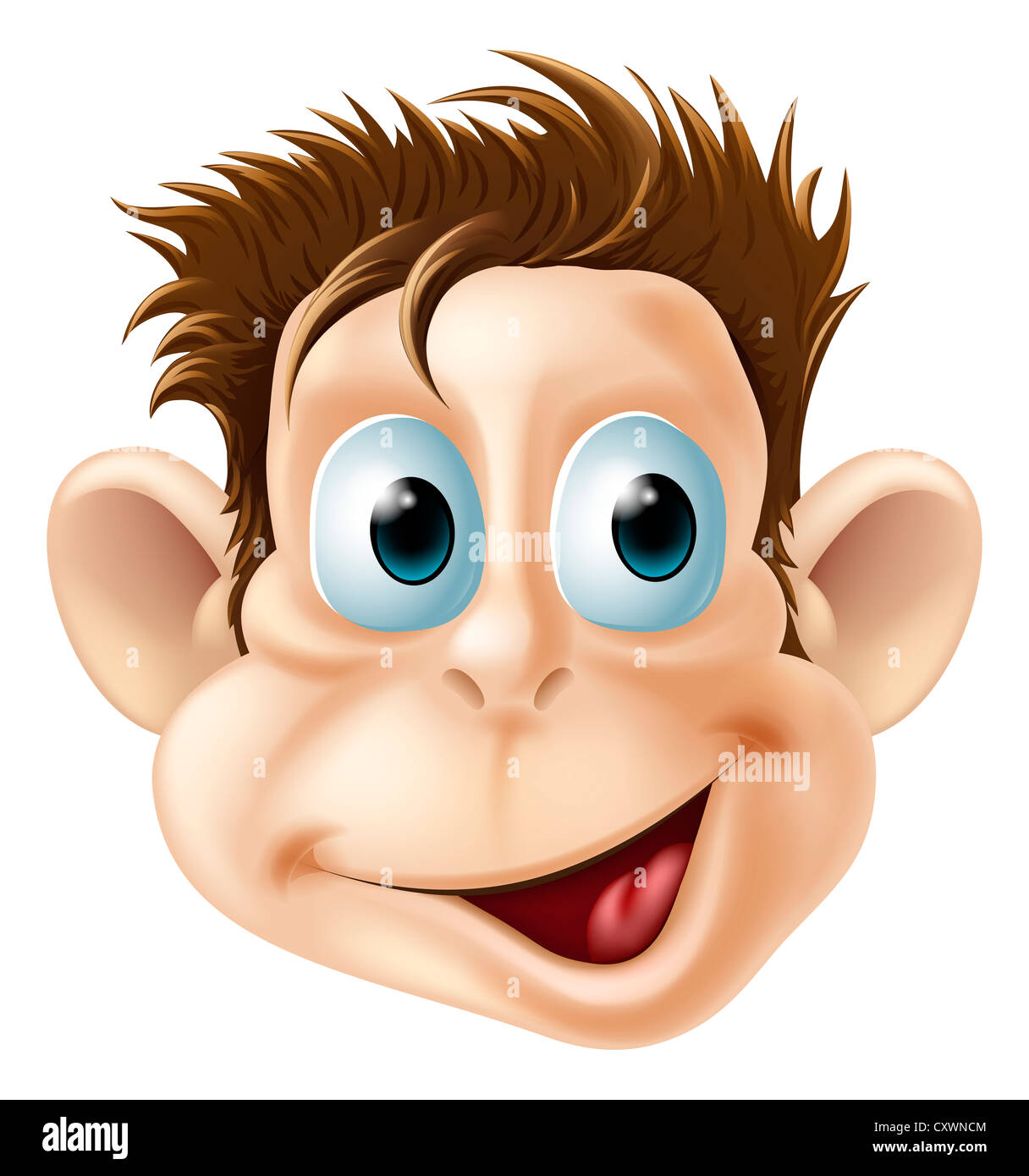 Cartoon illustration d'un rire heureux face singe Banque D'Images
