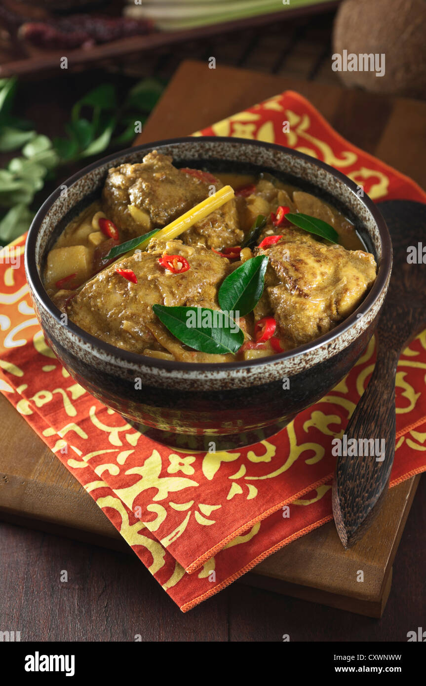 Poulet au curry Peranakan alimentaire malaisien Banque D'Images