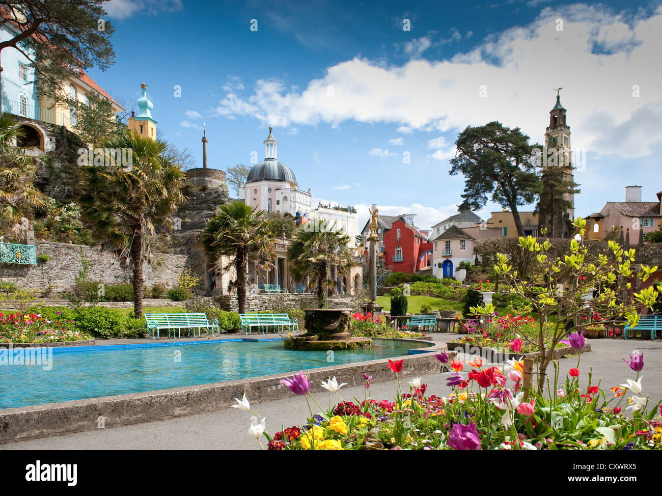 Portmeirion, l'emplacement pour le culte TV show : le prisonnier. Banque D'Images