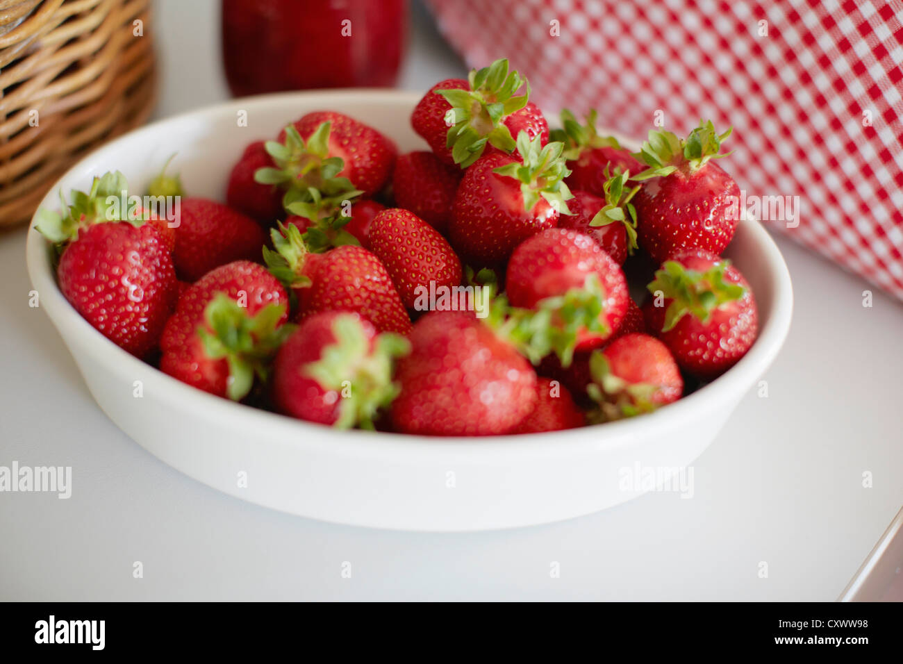 Close up de bol de fraises Banque D'Images