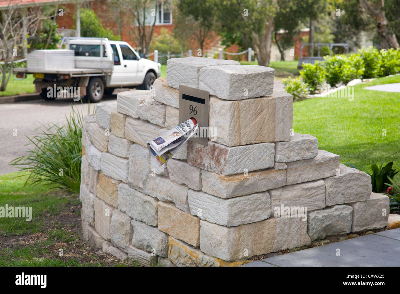 Surround pierre lettre et mail box Sydney Banque D'Images