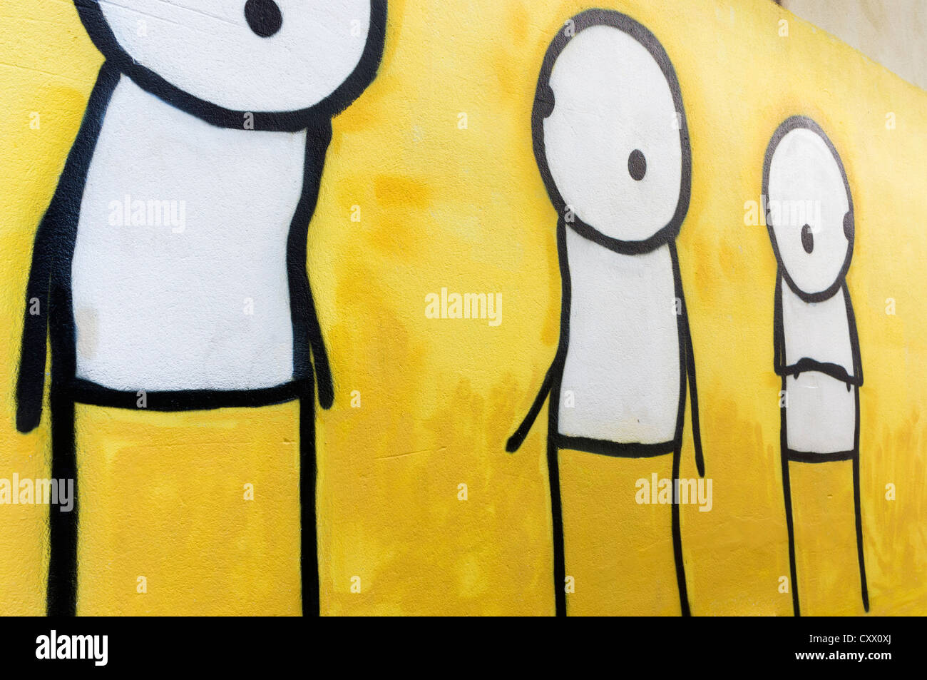Par Graffiti street art artiste Stik à Glastonbury, Somerset, UK Banque D'Images
