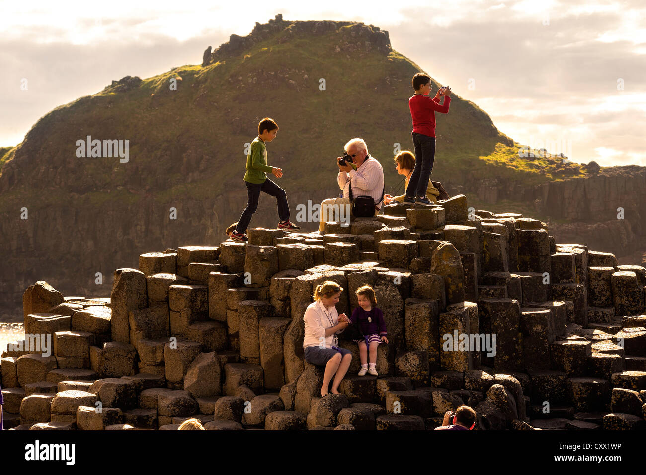 Le site du patrimoine mondial de l'UNESCO, Giants Causeway, North Coast, County Antrim, Irlande du Nord Banque D'Images