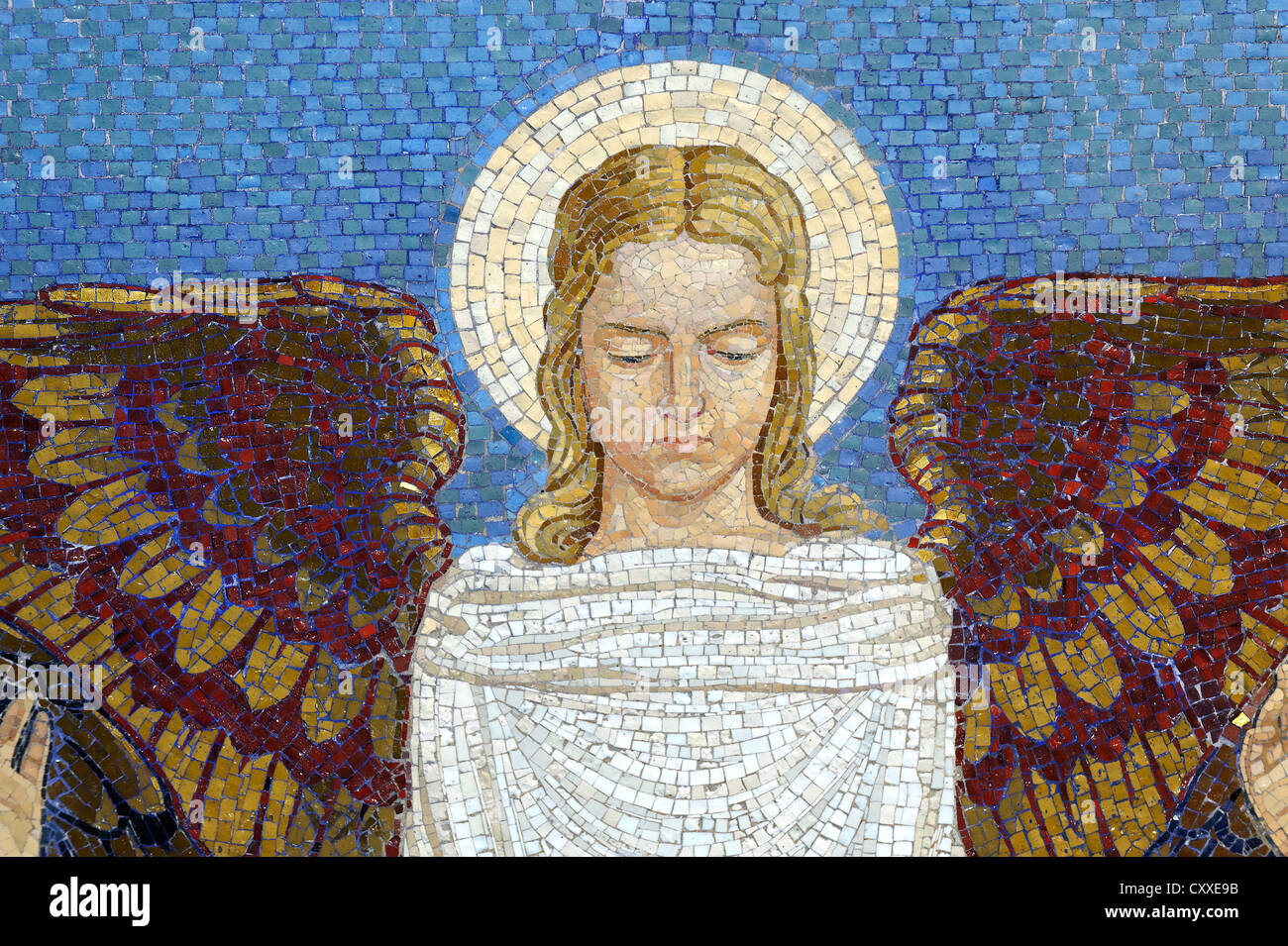Mosaïque murale, Angel, à l'église de la Transfiguration, le Mont Thabor, en Galilée, Israël, Moyen Orient Banque D'Images