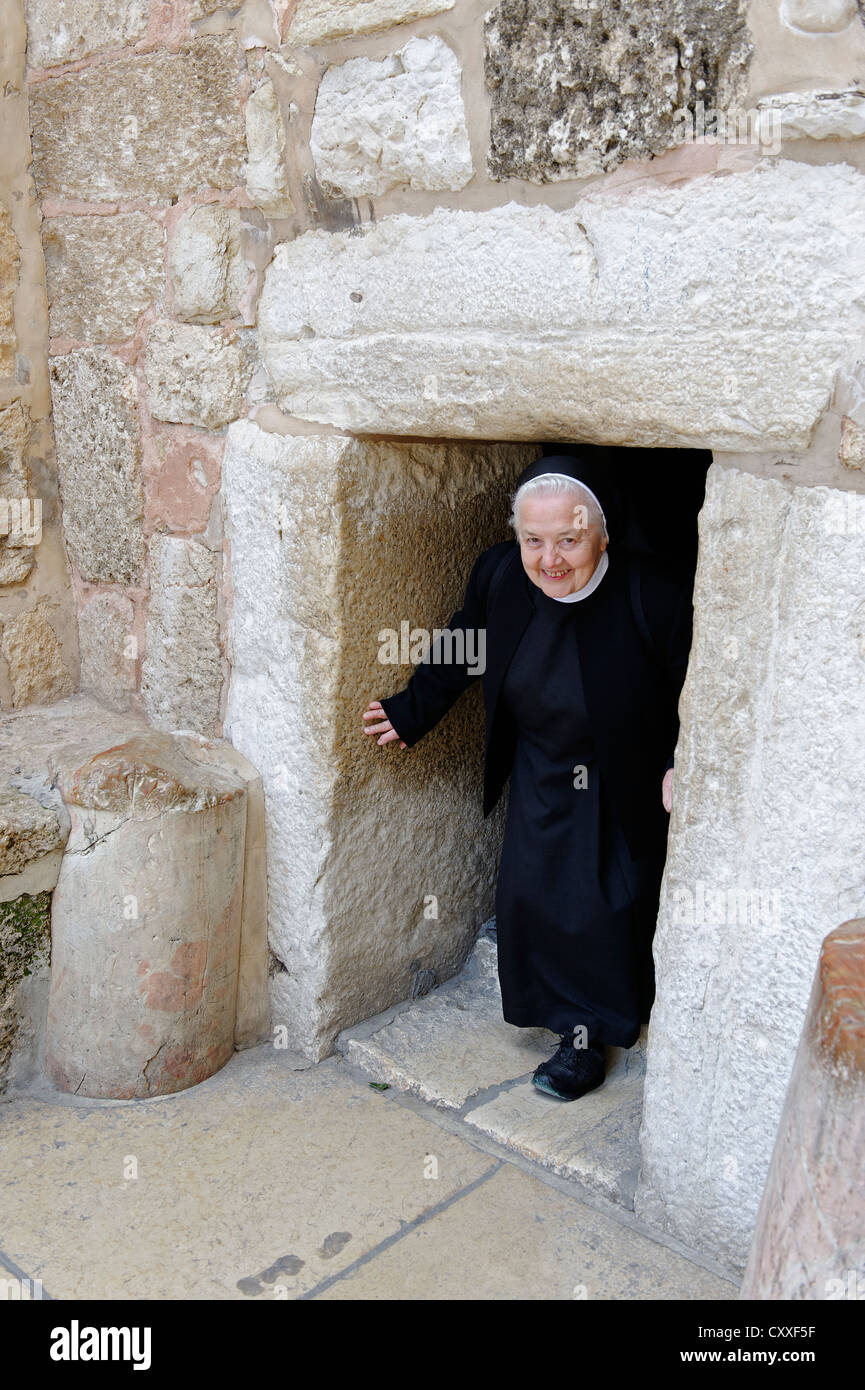 Entrée, petite porte, église de la Nativité, Bethléem, Cisjordanie, Israël, Moyen Orient Banque D'Images