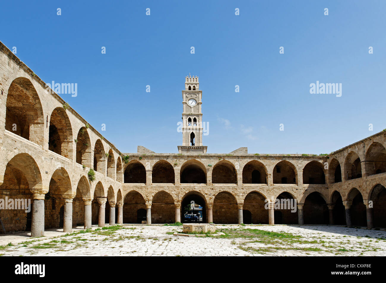 Khan al-Umdan, également connu sous le caravansérail de les piliers, dans le quartier historique, l'acre ou Akko, Site du patrimoine mondial de l'UNESCO Banque D'Images