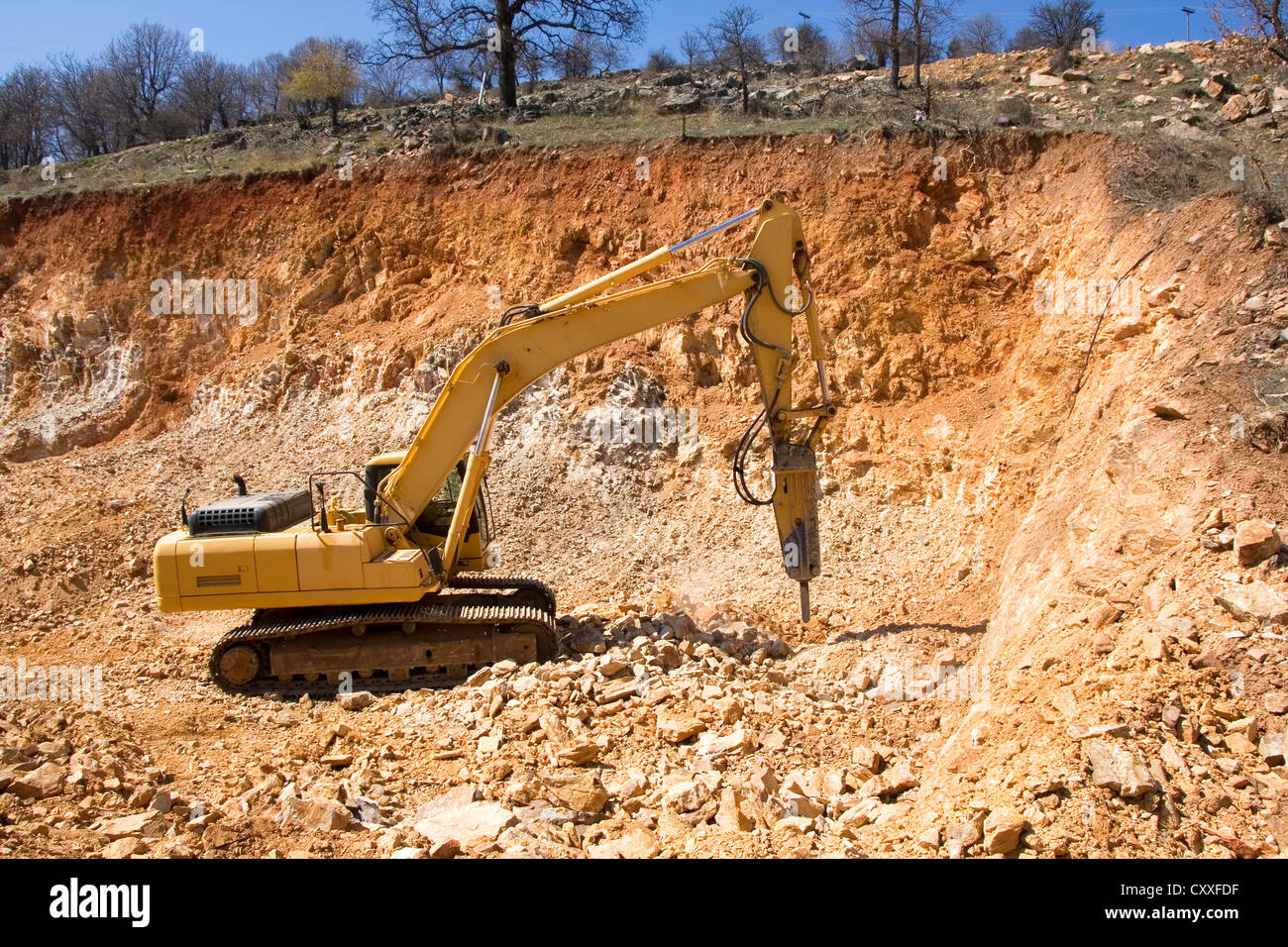 Équipement de construction lourde par lieu de travail Banque D'Images