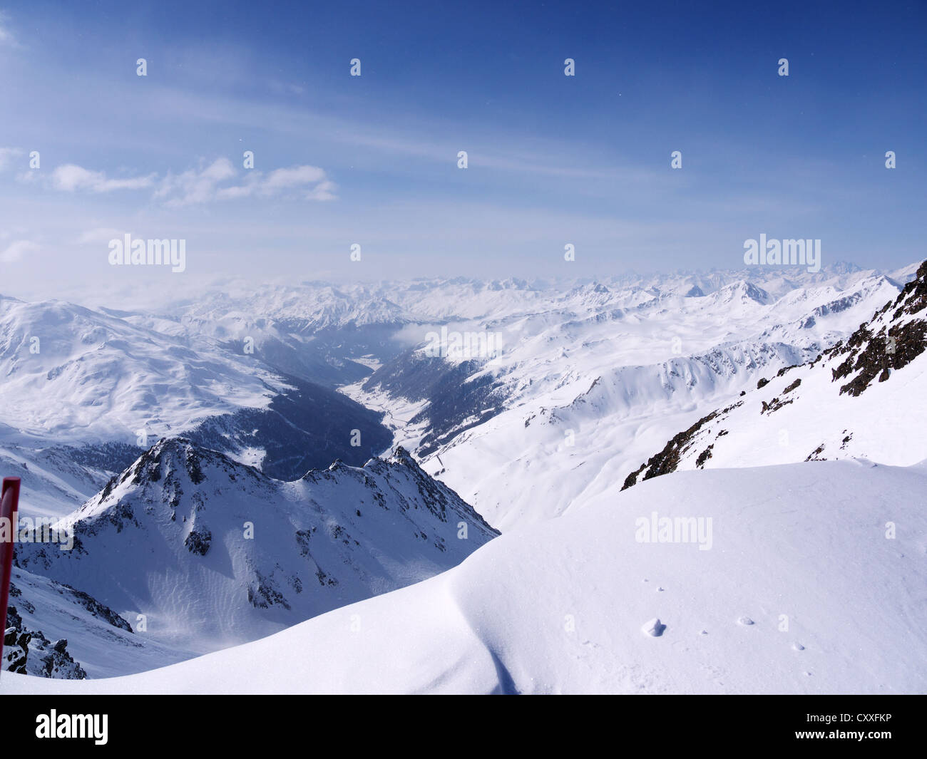 Vue du glacier de Kaunertal vers l'Italie, Kaunertal, Feichten, Oberland tyrolien, Tyrol, Autriche, Europe Banque D'Images