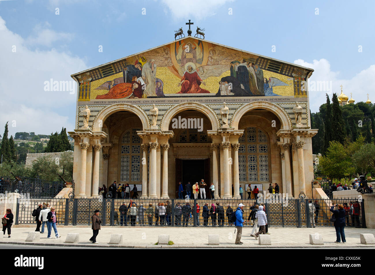 Eglise de toutes les nations, aussi connu sous le nom de basilique de l'Agonie, Mont des Oliviers, Jérusalem, Israël, Moyen Orient Banque D'Images