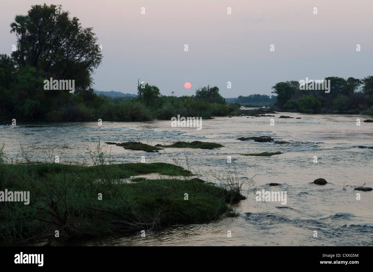 Le fleuve Zambèze près du Victoria Falls. Livingstone. La Zambie. Banque D'Images