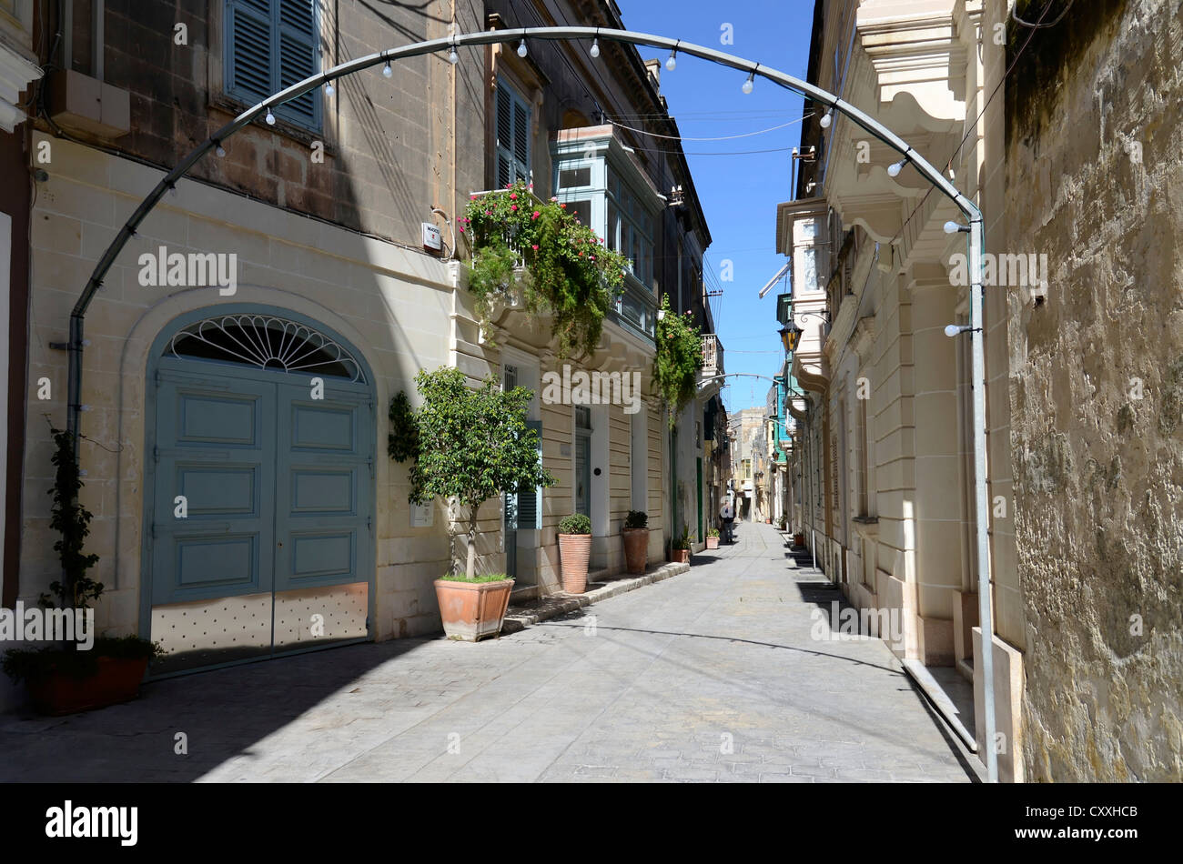 Petite rue latérale, Mdina, Città Vecchia, ou città notabile, Malta, Europe Banque D'Images
