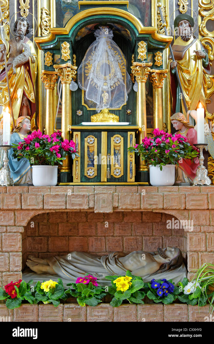 Tombeau de Saint, l'église paroissiale de Saint Petrus, Erlbach, Haute-Bavière, Bavière Banque D'Images