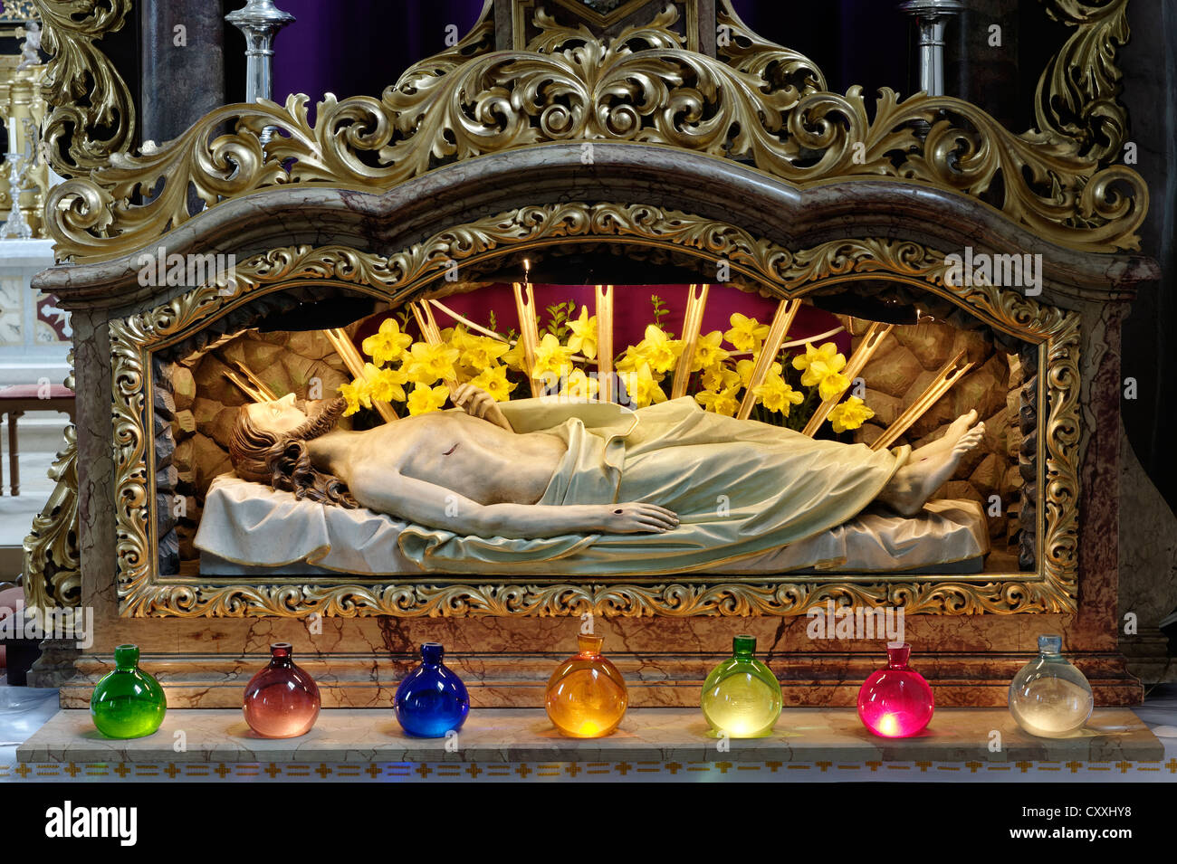 Tombeau de Saint, l'église paroissiale de Saint Martin, de Reischach, Haute-Bavière, Bavière Banque D'Images