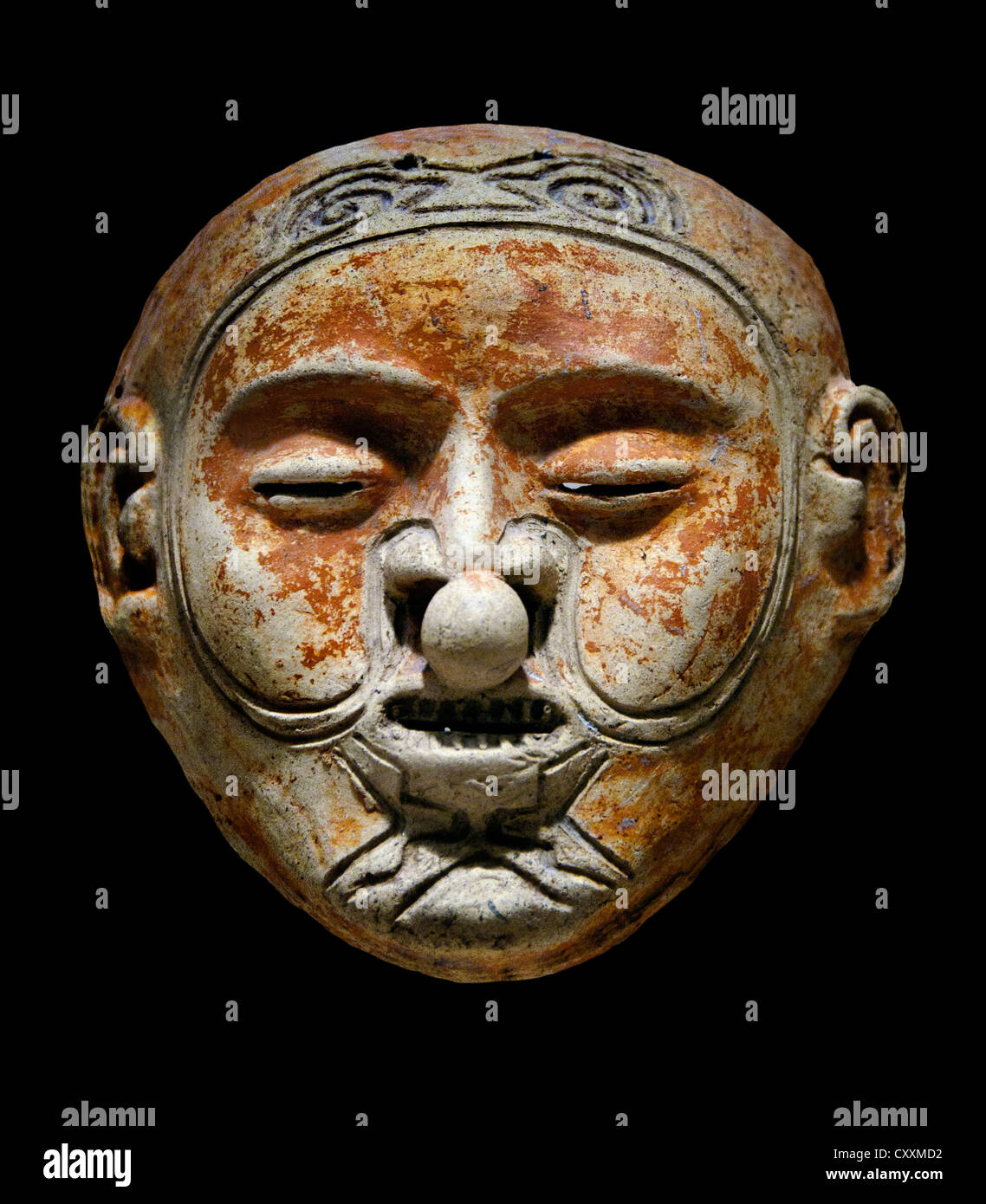 Le 1er masque-5ème siècle la Colombie ou l'Equateur Tolita Tumaco 12,7 cm en céramique Banque D'Images