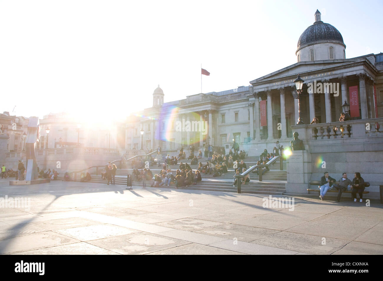 Trafalgar Square, la National Gallery, Londres, Angleterre, Royaume-Uni, Europe, PublicGround Banque D'Images