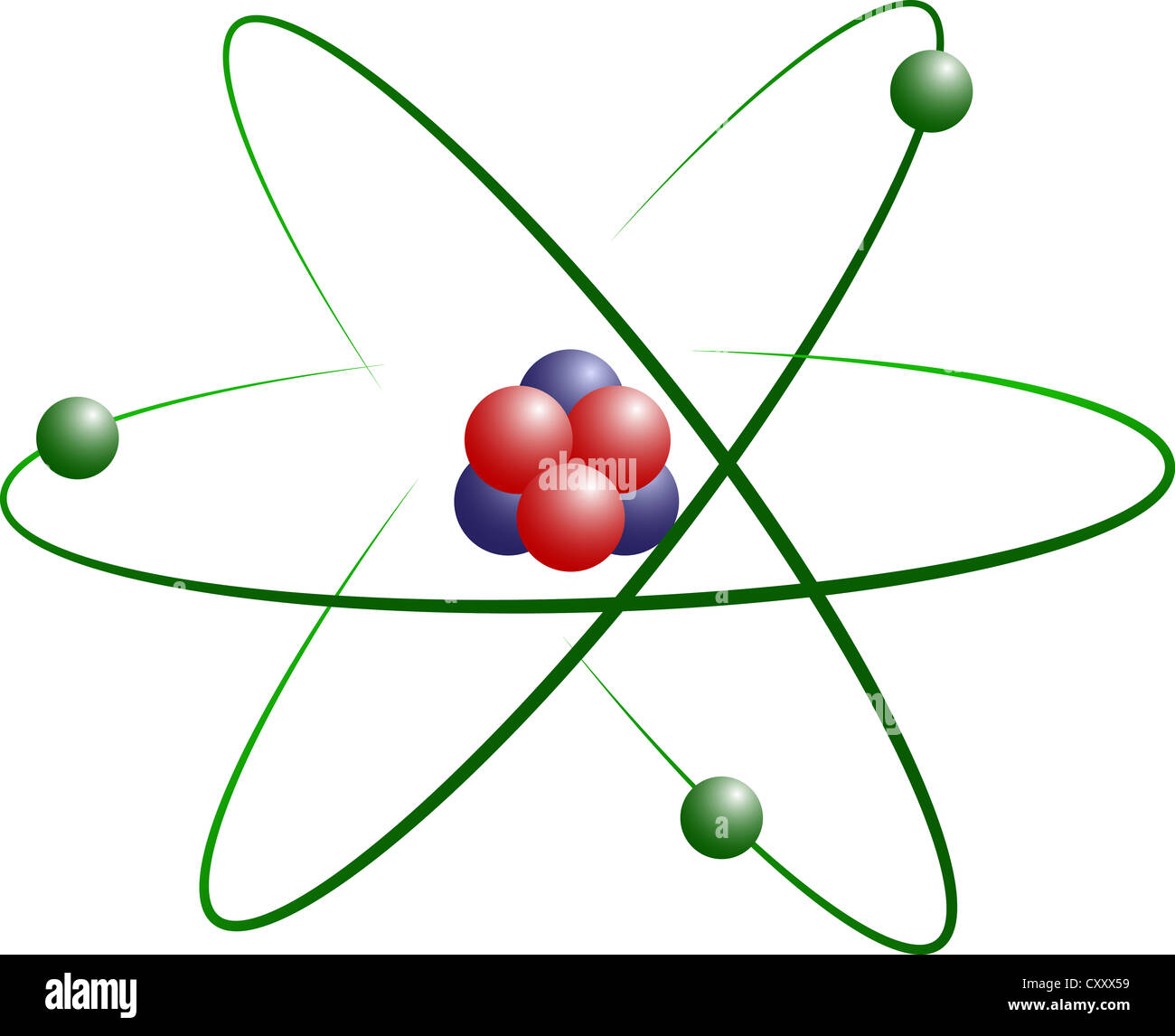 Modèle de l'atome de lithium et des protons, neutrons et électrons Banque D'Images