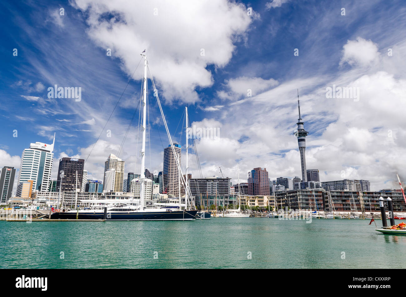 Le port d'Auckland et skyline, Nouvelle-Zélande, Océanie Banque D'Images